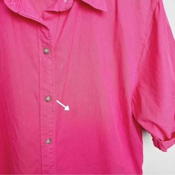 Aritzia Denim Forum Womens Size Xsmall Button Hot Pink  Roll Sleeve Jane Shirt - Picture 15 of 15